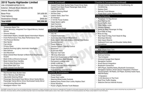 Photos of 2015 Toyota Highlander Limited for sale in Cockeysville, MD at Used Cars of Baltimore