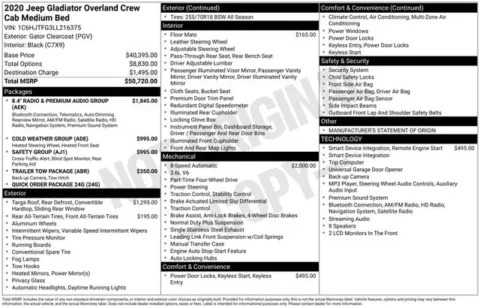 Unknown 2020 Jeep Gladiator Overland for sale in Cockeysville, MD