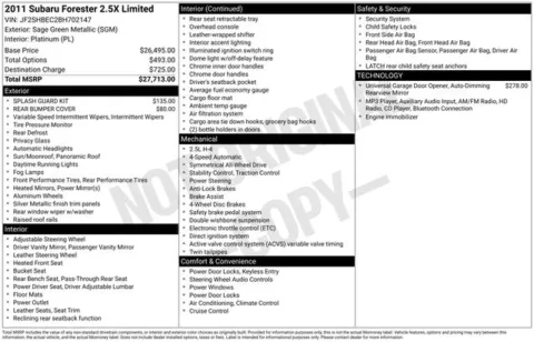 Green 2011 Subaru Forester 2.5X for sale in Cockeysville, MD