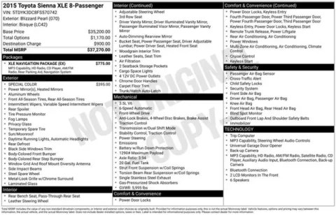 White 2015 Toyota Sienna XLE for sale in Cockeysville, MD