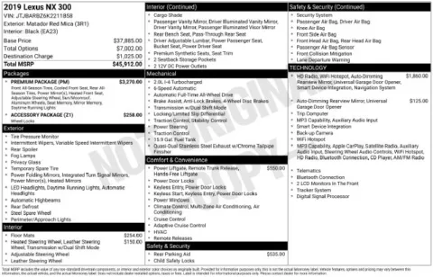 Red 2019 Lexus NX 300 Base for sale in Cockeysville, MD
