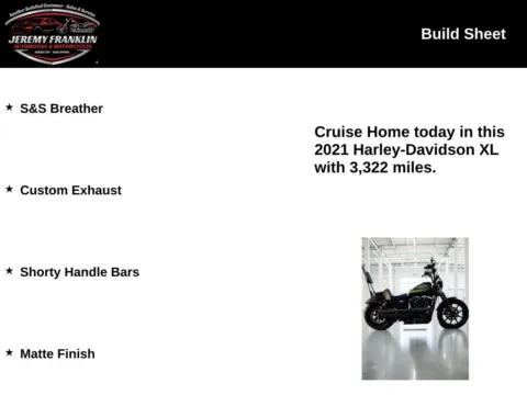 Another view of 2021 Harley-Davidson XL Sportster for sale in Blue Springs, MO at Jeremy Franklin Automotive of Blue Springs