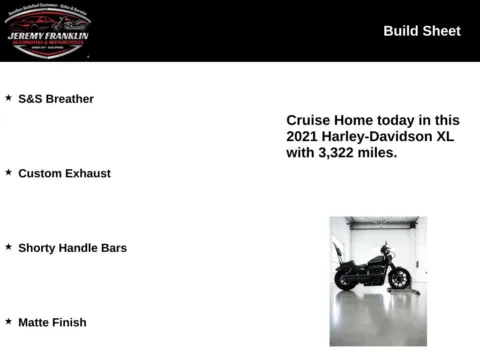 Another view of 2021 Harley-Davidson XL Sportster for sale in Blue Springs, MO at Jeremy Franklin Automotive of Blue Springs