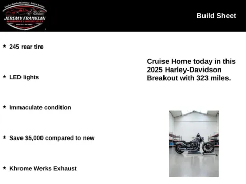 Another view of 2025 Harley-Davidson Breakout Softail for sale in Blue Springs, MO at Jeremy Franklin Automotive of Blue Springs