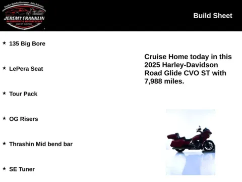 More photos of 2025 Harley-Davidson Road Glide CVO ST FLTRXSTSE at Jeremy Franklin Automotive of Blue Springs, MO