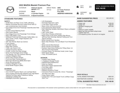 Another view of 2022 Mazda Mazda3 Premium Plus for sale in Marietta, GA at Grand Motorcars Marietta