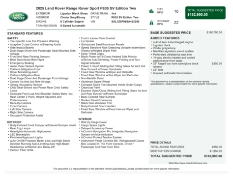 Another view of 2025 Land Rover Range Rover Sport SV Edition Two for sale in Marietta, GA at Grand Motorcars Marietta