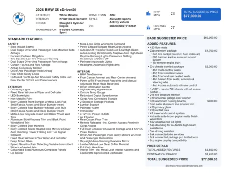 Another view of 2026 BMW X5 xDrive40i for sale in Marietta, GA at Grand Motorcars Marietta