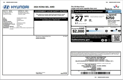 Another view of 2024 Hyundai Kona SEL for sale in Marietta, GA at Grand Motorcars Marietta