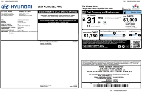 Another view of 2024 Hyundai Kona SEL for sale in Marietta, GA at Grand Motorcars Marietta
