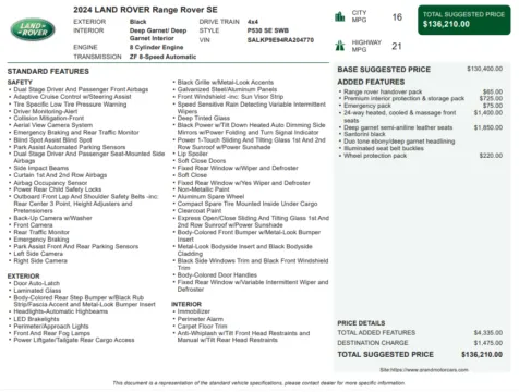 Another view of 2024 Land Rover Range Rover SE for sale in Marietta, GA at Grand Motorcars Marietta