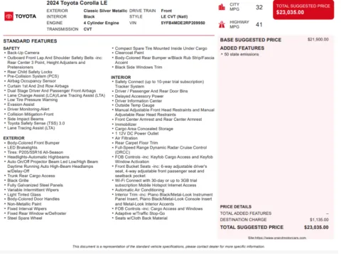 Another view of 2024 Toyota Corolla LE for sale in Marietta, GA at Grand Motorcars Marietta