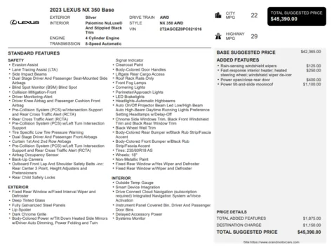 Another view of 2023 Lexus NX 350 Base for sale in Marietta, GA at Grand Motorcars Marietta