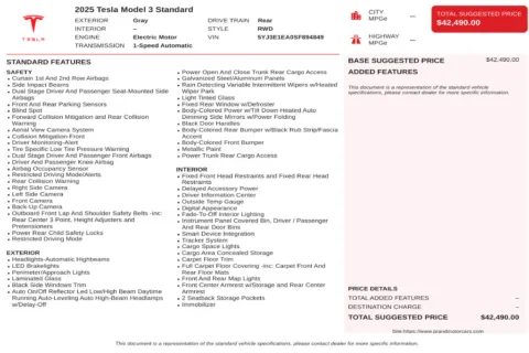 Another view of 2025 Tesla Model 3 Standard for sale in Marietta, GA at Grand Motorcars Marietta