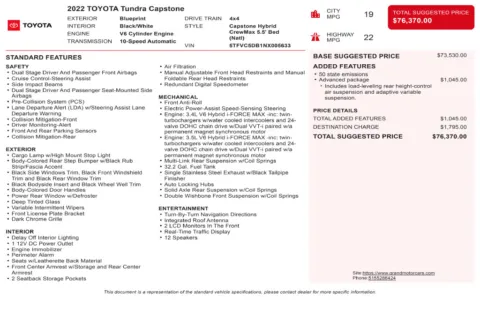 Another view of 2022 Toyota Tundra Hybrid Capstone for sale in Marietta, GA at Grand Motorcars Marietta