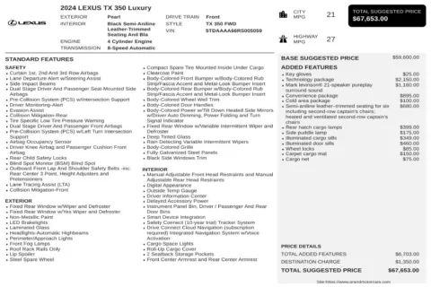 Another view of 2024 Lexus TX 350 Luxury for sale in Marietta, GA at Grand Motorcars Marietta
