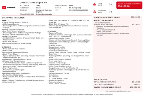 Another view of 2020 Toyota Supra 3.0 for sale in Marietta, GA at Grand Motorcars Marietta