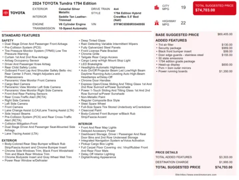 More photos of 2024 Toyota Tundra Hybrid 1794 Edition at Grand Motorcars Marietta, GA
