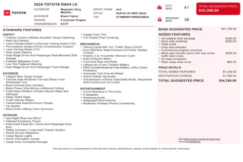 Another view of 2024 Toyota RAV4 Hybrid LE for sale in Marietta, GA at Grand Motorcars Marietta