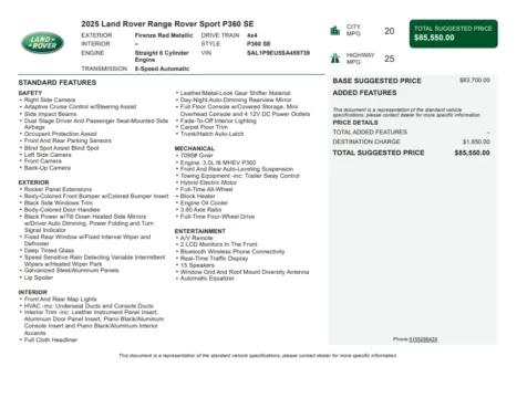 Another view of 2025 Land Rover Range Rover Sport SE for sale in Kennesaw, GA at Grand Motorcars Kennesaw