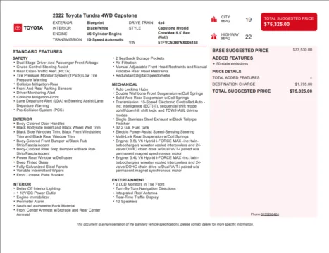 Another view of 2022 Toyota Tundra Hybrid Capstone for sale in Kennesaw, GA at Grand Motorcars Kennesaw