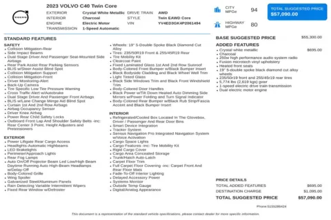 Another view of 2023 Volvo C40 Recharge Pure Electric Twin Core for sale in Kennesaw, GA at Grand Motorcars Kennesaw