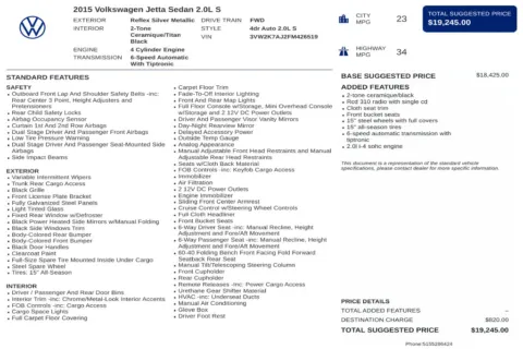 Another view of 2015 Volkswagen Jetta 2.0L S for sale in Kennesaw, GA at Grand Motorcars Kennesaw
