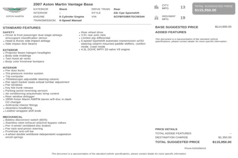 Another view of 2007 Aston Martin V8 Vantage for sale in Kennesaw, GA at Grand Motorcars Kennesaw