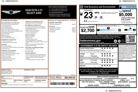 Another view of 2026 Genesis GV70 2.5T Select for sale in Kennesaw, GA at Grand Motorcars Kennesaw