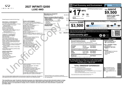 Another view of 2027 INFINITI QX80 LUXE for sale in Macon, GA at Grand Infiniti of Macon