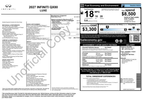 Another view of 2027 INFINITI QX80 LUXE for sale in Macon, GA at Grand Infiniti of Macon