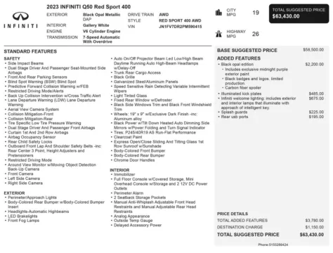 Another view of 2023 INFINITI Q50 Red Sport 400 for sale in Macon, GA at Grand Infiniti of Macon