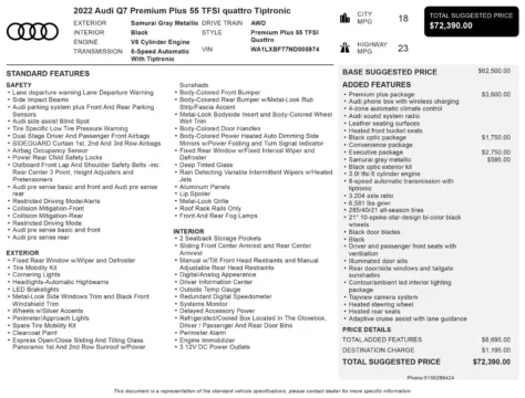 Another view of 2022 Audi Q7 55 Premium Plus for sale in Macon, GA at Grand Infiniti of Macon