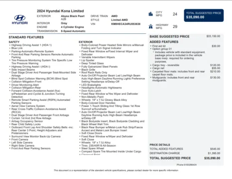 Another view of 2024 Hyundai Kona Limited for sale in Kennesaw, GA at Carvilla