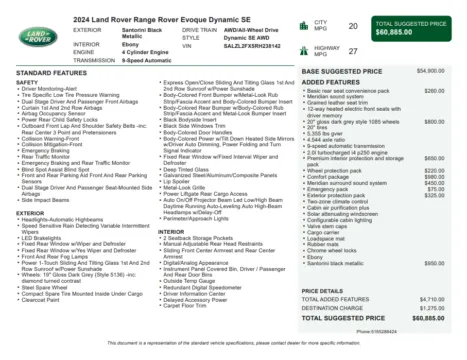 Another view of 2024 Land Rover Range Rover Evoque Dynamic for sale in Kennesaw, GA at Carvilla