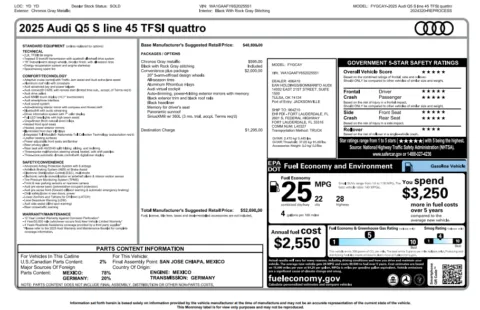 Another view of 2025 Audi Q5 45 S line Premium for sale in Kennesaw, GA at Carvilla
