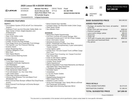Another view of 2025 Lexus ES 350 for sale in Kennesaw, GA at Carvilla