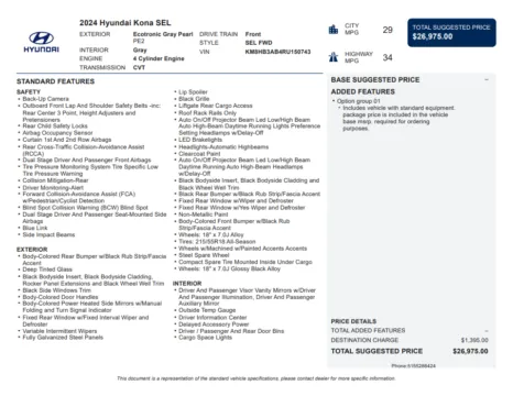 Another view of 2024 Hyundai Kona SEL for sale in Kennesaw, GA at Carvilla