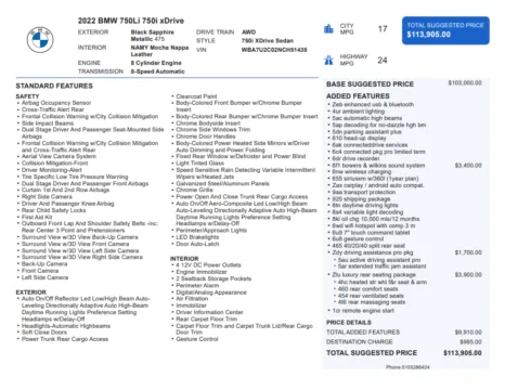 Another view of 2022 BMW 7 Series 750i xDrive for sale in Kennesaw, GA at Carvilla