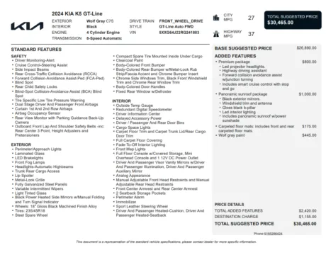Another view of 2024 Kia K5 GT-Line for sale in Kennesaw, GA at Carvilla