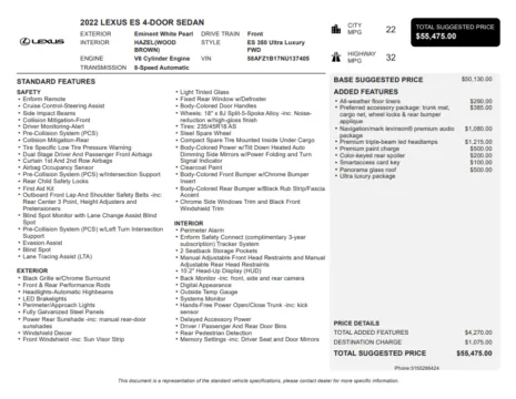 Another view of 2022 Lexus ES 350 Ultra Luxury for sale in Kennesaw, GA at Carvilla