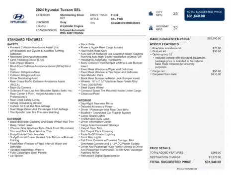 Another view of 2024 Hyundai Tucson SEL for sale in Kennesaw, GA at Carvilla