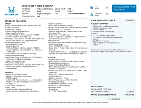 Another view of 2023 Honda Accord EX for sale in Kennesaw, GA at Carvilla