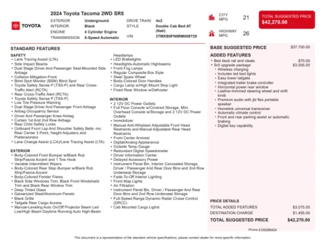 Another view of 2024 Toyota Tacoma SR5 for sale in Kennesaw, GA at Carvilla
