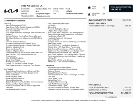 Another view of 2023 Kia Carnival LX for sale in Kennesaw, GA at Carvilla