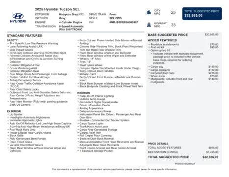 Another view of 2025 Hyundai Tucson SEL for sale in Kennesaw, GA at Carvilla