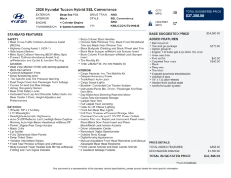 Another view of 2026 Hyundai Tucson Hybrid SEL Convenience for sale in Kennesaw, GA at Carvilla