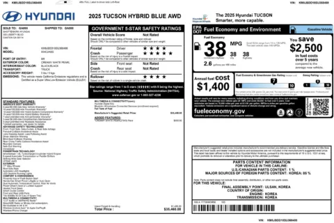 Another view of 2025 Hyundai Tucson Hybrid Blue for sale in Kennesaw, GA at Carvilla