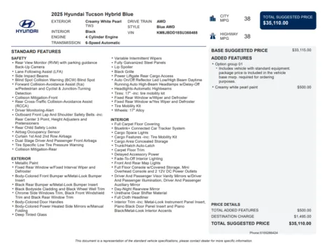 Another view of 2025 Hyundai Tucson Hybrid Blue for sale in Kennesaw, GA at Carvilla