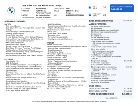 Another view of 2025 BMW 2 Series 228 xDrive Gran Coupe for sale in Kennesaw, GA at Carvilla